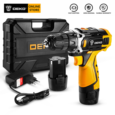 DEKO 12V 16V  20V Cordless Drill with LED Light Electric Screwdriver with Lithium Battery Mini Power Driver LED Worklight Tool ► Photo 1/6