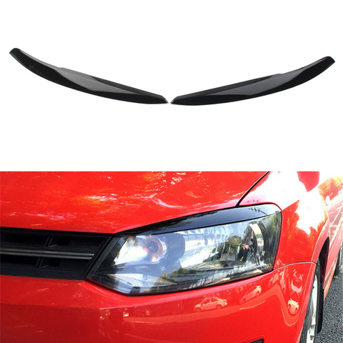 Car Head Light Lamp Eyebrow Eyelid ABS Cover Trims Glossy Black For VW Polo Mk5 6R 6C 2010 2011 2012 2013 2014 2015 2016 2017 ► Photo 1/5