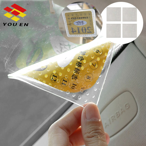 YOUEN 4pcs Car Electrostatic Stickers Front Mark Post Windshield Patch Eco-friendly Inspection Static Decal Accessories ► Photo 1/5