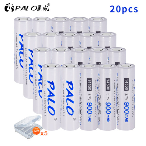 PALO 14500 battery 900mAh 3.7V Li-ion Rechargeable Batteries AA Battery Lithium Cell for Led Flashlight Headlamps Toys Top Head ► Photo 1/6