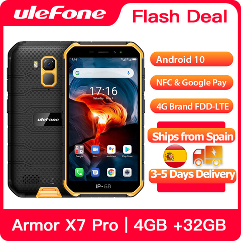 Ulefone Armor X7  Pro Rugged Smartphone 4GB RAM Android 10 Cell Phone IP68 Quad-core  NFC 4G Mobile Phone Waterproof ► Photo 1/6