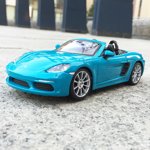 Bburago 1:24 Porsche 718 Boxster Blue roadster  convertible simulation alloy car model Collect gifts toy ► Photo 1/6