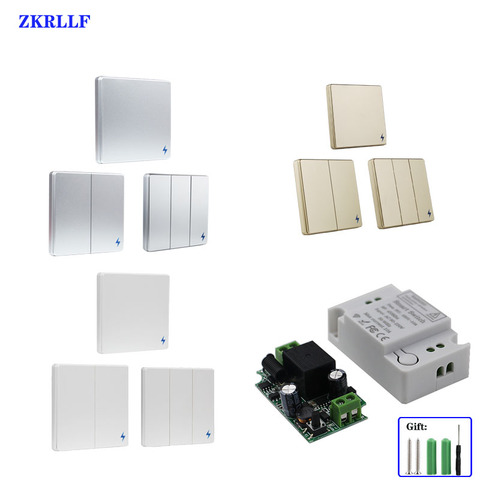 ZKRLLF 433Mhz Wireless Remote Control Button Wall Switch 110V 220V 1CH Relay Receiver Module forLED Light Wireless Control DIY ► Photo 1/6