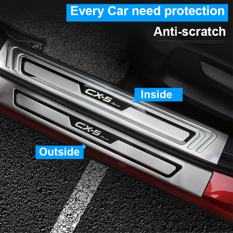 For Mazda CX-5 CX5 2017 2022 Car Door Sill Trim Scuff Plate Welcome Pedal Protector Cover stainless steel enterance Guard ► Photo 1/6