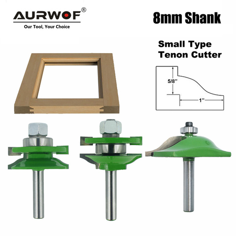 8mm Shank 3pcs Door Panel Cabinet Tenon Router Bit Cabinet Rail & Stile Set Panel Raiser Ogee Milling Cutter for Wood MC02033 ► Photo 1/6