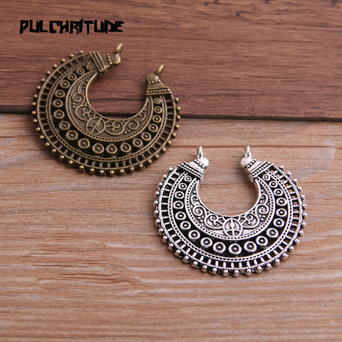  4pcs 37*38mm Two Color Zinc Alloy Necklace Charm Jewelry DIY Hollow Moon Connector Pendant Necklace ► Photo 1/5