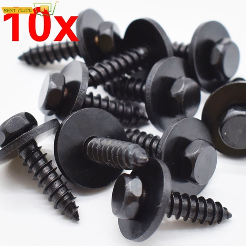10Pcs 5mm Self Drilling Tapping Screw Hex Washer Head For BMW Self Tapping Bolt License Plate Screws Black ► Photo 1/6