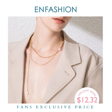 ENFASHION Boho Double Chain Choker Necklace Women Gold Color Stainless Steel Holiday Necklaces Femme Fashion Jewelry P193030 ► Photo 1/6