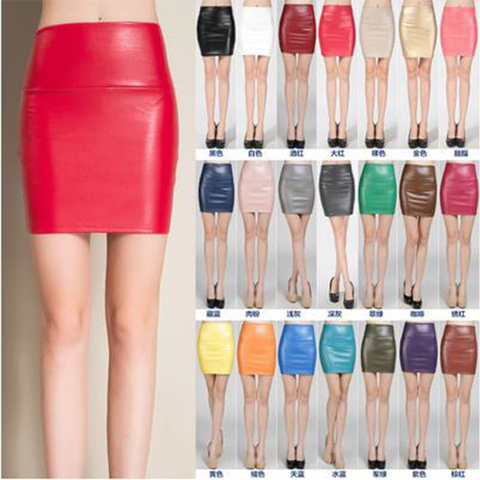 Ladies Tight Skirt Spring and Autumn Ladies Thin Velvet PU Leather Skirt Feminine Elastic Faux Leather Tight Skirt ► Photo 1/5