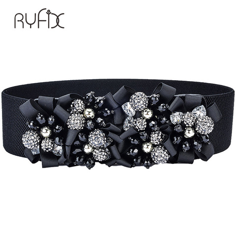 Spring summer elastic crystal big gems female wide waist belt hip hop fashion Casual luxury Belts Womens accessories BL232 ► Photo 1/6