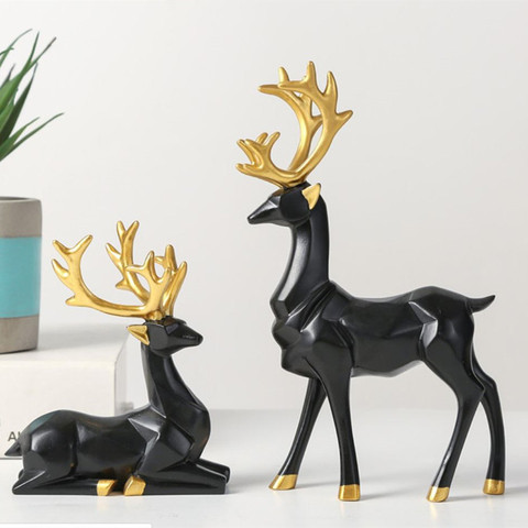 Christmas Reindeer Figurines Nordic Style Small Resin Sitting Standing Deer Statues for Home Office Décor ► Photo 1/1