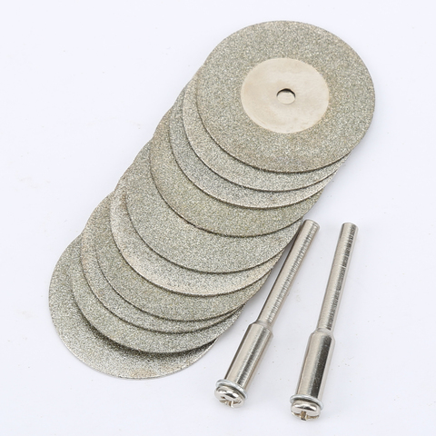 10pcs/set 30mm Diamond Cutting Discs +2 Arbor Shaft  CutOff Blade Drill Bit Dremel accessories Rotary Tool Abrasive cut Metal ► Photo 1/6