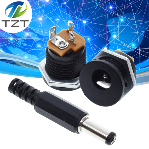 TZT 10Pcs DC-022 5.5-2.1 / 5.5 x 2.1mm DC Power Socket/ DC Connector Panel Mounting DC022 ► Photo 1/6