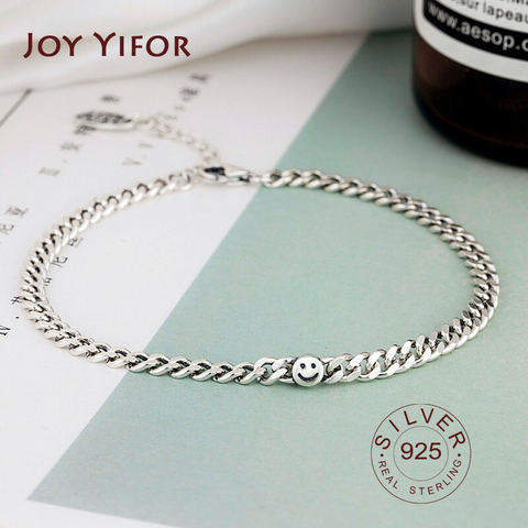 100% sterling silver 925 bracelet large pendant handmade smile face chain ladies bracelet party gift silver 925 fashion jewelry ► Photo 1/6