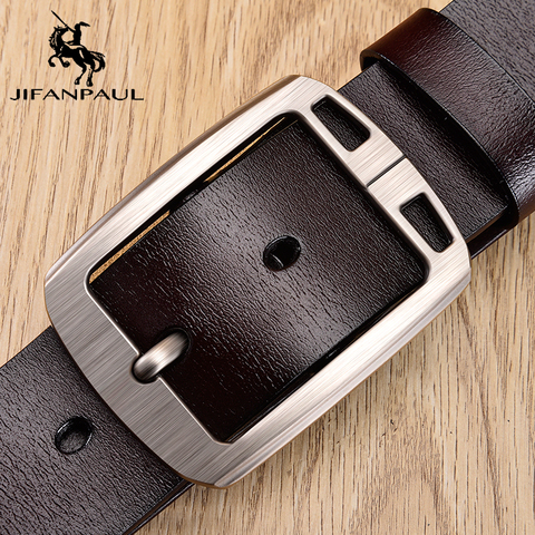 JIFANPAUL authentic men's high quality belt classic designer advanced retro pin buckle men leather fashion business formal belt ► Photo 1/6