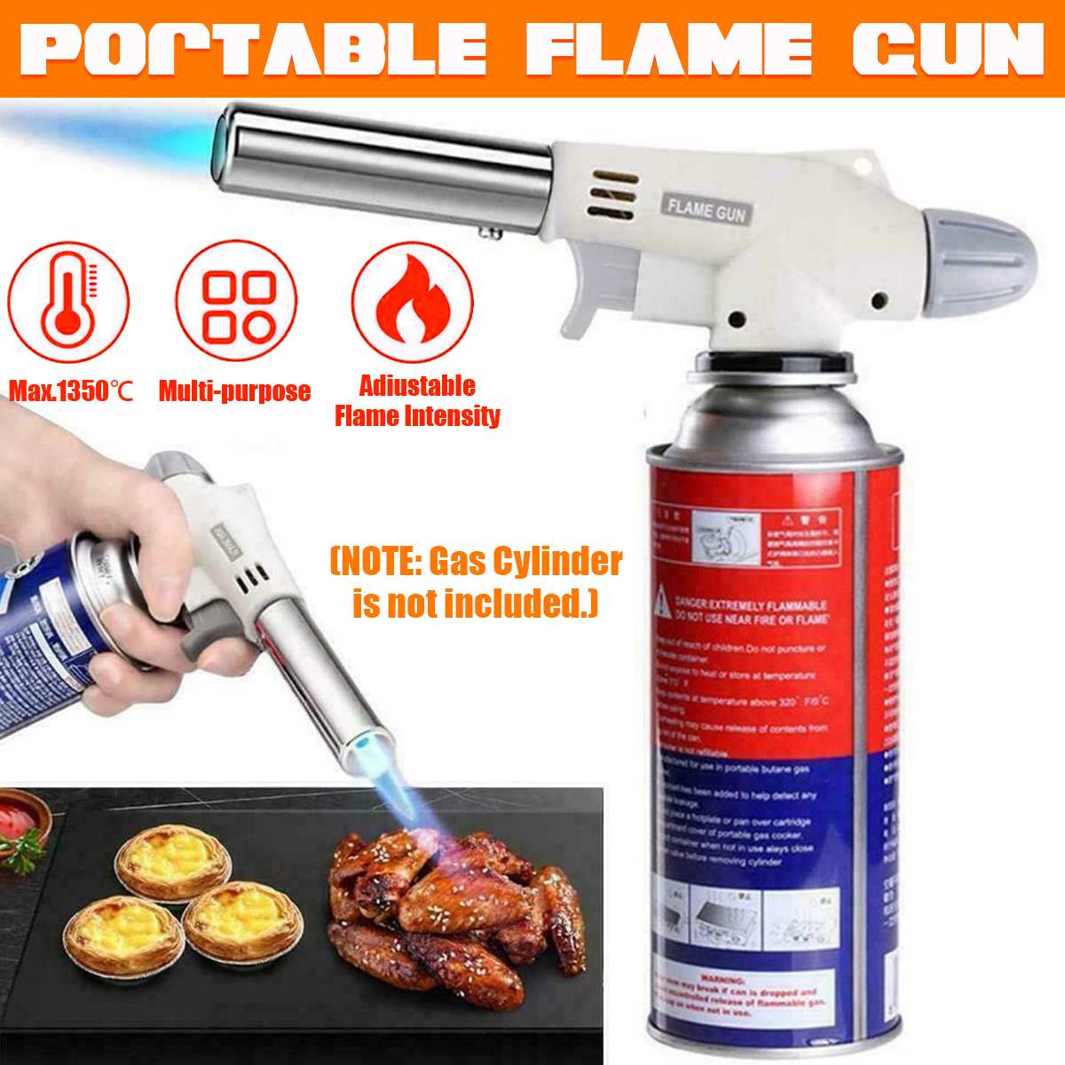 Portable Metal Flame Tool BBQ Heating Ignition Butane Torch Camping Gas Welding 