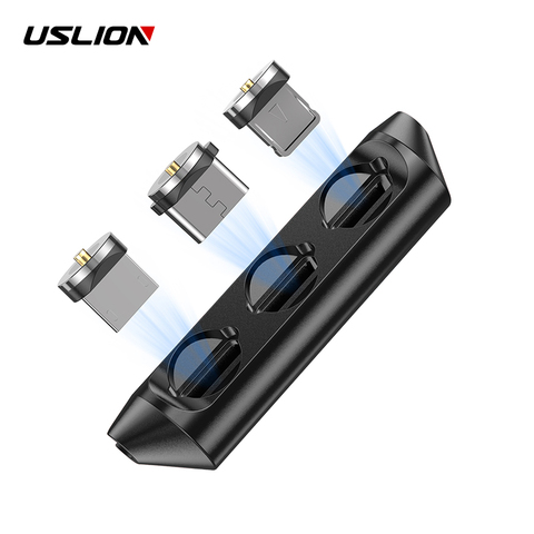 USLION Magnetic Plug Box Portable Storage For iPhone Type C Micro USB Cable Plug Magnet Connector Head Container Cable Plug Case ► Photo 1/6