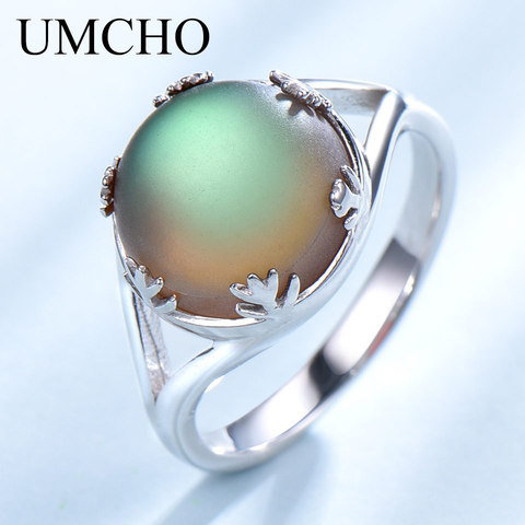 UMCHO Aurora Colorful Gemstone Rings Real 925 Sterling Silver Jewelry For Women Elegant Gift Fine Jewelry ► Photo 1/6