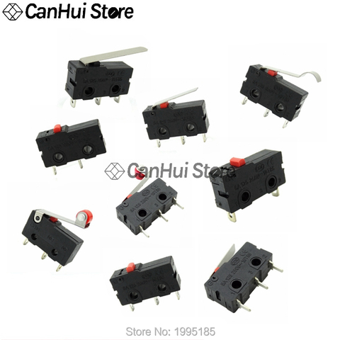 10Pcs Mini Micro Limit Switch NO NC 3 Pins PCB Terminals SPDT 5A 125V 250V 29mm Roller Arc lever Snap Action Push Microswitches ► Photo 1/6