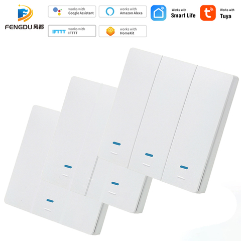 Tuya WiFi Smart Switch Push Button EU Wall Light Switches Work with Google Assistant Alexa Compatible ► Photo 1/6