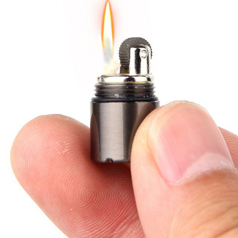 Mini Compact Kerosene Lighter Capsule Gasoline Lighter Inflated Key Chain Petrol Wheel Lighter Grinding for Outdoor Tools Alloy ► Photo 1/6