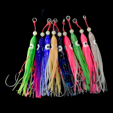 5pcs/pack soft squid 9cm 5.5g silicon gel skirt  tentacle 15# double assist hook lure hook rig fishing tackle saltwater fishing ► Photo 1/1