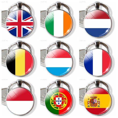 European Flag Key Ring Key Ring Wholesale UK France Russia Sweden Finland Belgium Ukraine ► Photo 1/5