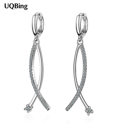 925 Sterling Silver AAA Crystal Fish Shape Clip Earrings On Ear Silver Jewelry ► Photo 1/6