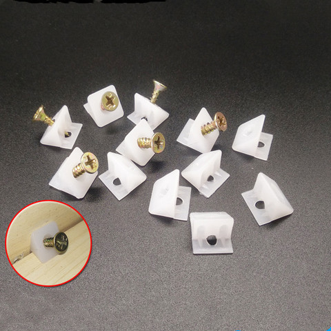 100pcs/set 45 Degree Angle Plastic Corner Bracket use wardrobe cupboard Fastener with Screws Furniture Closet Metal fittings ► Photo 1/6