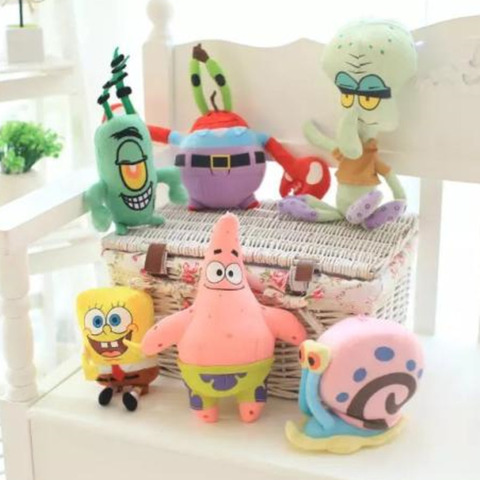 Kawaii Cartoon Anime Sponges A Bobs Squidward Tentacles Patrick A Star Plush Toy Stuffed Animals Pillows Dolls Toys For Children ► Photo 1/6