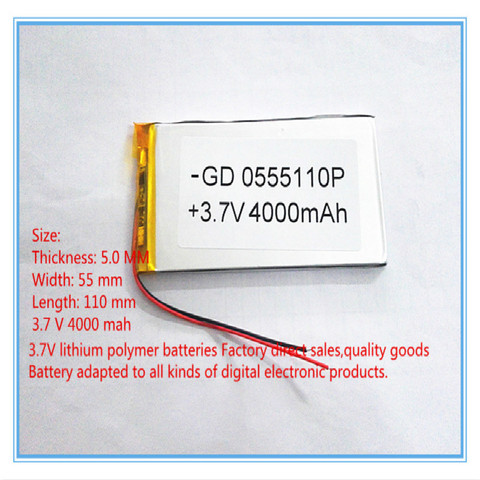 best battery brand Free shipping 3.7 V lithium polymer battery 4000 mah large-capacity PDA tablet PC MID 5055110 ► Photo 1/2