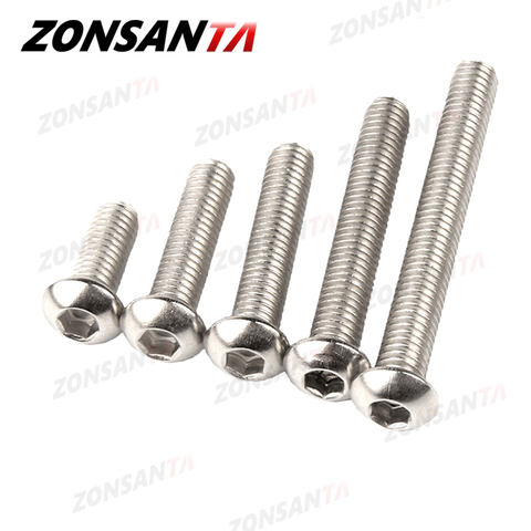 ZONSANTA ISO7380 M2 M2.5 M3 M4 M5 M6 304 A2 Round 304 Stainless Steel Screws Hex Socket Button Head Allen Bolt Mechanical Screw ► Photo 1/6