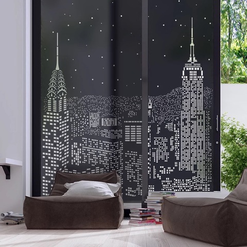 Custom Glass window Film static frosted Blackout sticker, home foil stickers ,waterproof for bathroom Easy to install City Night ► Photo 1/6
