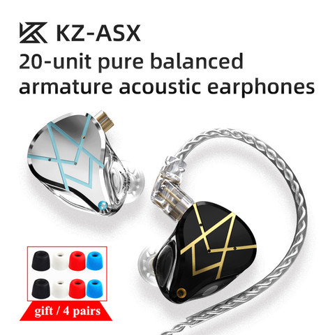 NEW KZ ASX 20 Balanced Armature Unit Headset HIFI Metal Monitor In-ear Earphones Sports Earbud Earphones KZ ZAX BA5 AS16 BA8 ► Photo 1/6