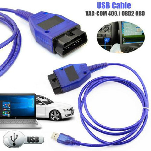 Car USB Vag-Com Interface Cable KKL VAG-COM 409.1 OBD2 II OBD Diagnostic Scanner Auto Cable Aux for V W Vag Com Interface ► Photo 1/6