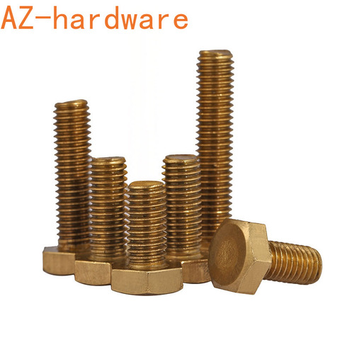 DIN933 manufacturer wholesales environmental protection brass outer hexagon bolt copper screw copper outer hexagon m6m8 10PCS ► Photo 1/3