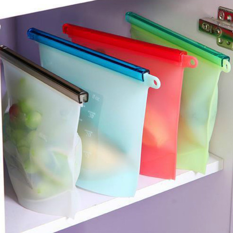 New Reusable Refrigerator Fresh Bags Kitchen Food Sealing Storage Bag Home  Food Grade Silicone Fruit Kitchen Organizer