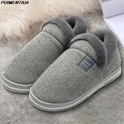 Fashion Warm Home Slippers for Men Winter Furry Short Plush Man Slippers Non Slip Bedroom Slippers Couple Soft Indoor Male Shoes ► Photo 1/6