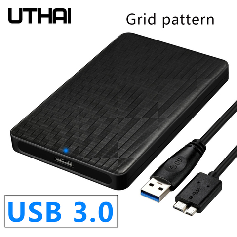 UTHAI G10 2022 USB 3.0 Mobile Hard Disk Box 2.5 Inch SATA Hard Disk Box SSD Sliding Cover Grid Texture Mobile External HDD Case ► Photo 1/6