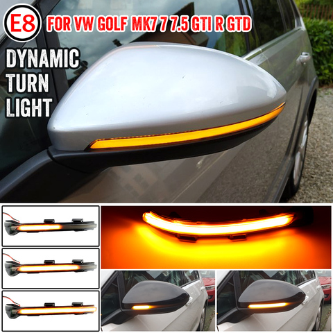 For VW Golf 7 7.5 For Volkswagen GTD R GTI MK7 2012-2022 Touran Dynamic Flowing Side Mirror LED Turn Signal Water Blink Light ► Photo 1/6