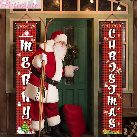 Christmas Hanging Flag Merry Christmas Outdoor Ornaments Christmas Decorations for Home Santa Claus Door Banner Xams Noel 2022 ► Photo 1/6