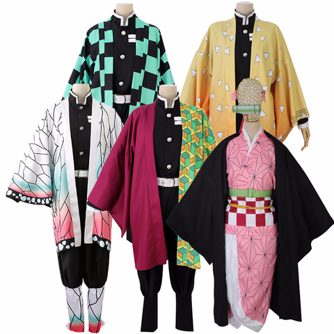 Demon Slayer Kimetsu no Yaiba Kamado Tanjirou Kamado Nezuko Cosplay Costume Agatsuma Zenitsu Tomioka Giyuu Full Set Kimono Wig ► Photo 1/6