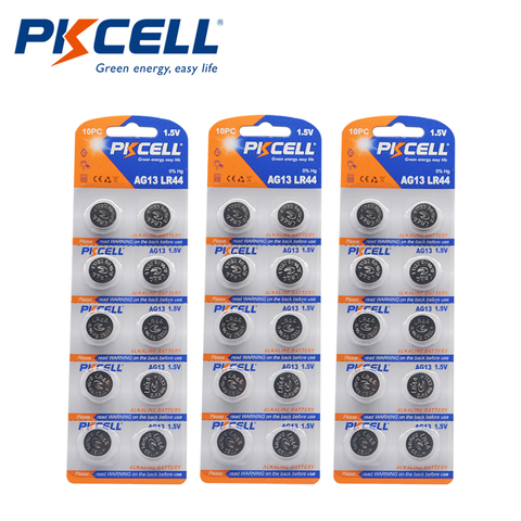 30Pcs/3card 1.5V AG13 145Mah LR44 L1154 RW82 RW42 SR1154 SP76 A76 357A Battery Button Coin Batteries for thermometer ► Photo 1/6