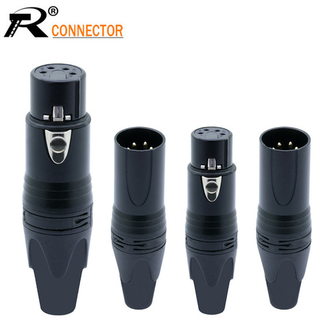 2pcs Copper 4pin speaker connector male and female microphone plug colour mic connector Nickle plating XLR connector ► Photo 1/6