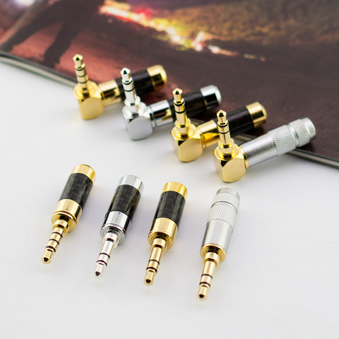 2 pcs 3.5mm 3/4 pole 90 degree plug stereo headphone plug L-shaped elbow right angle DIY 3.5 repair welding head for 6mm cable ► Photo 1/2