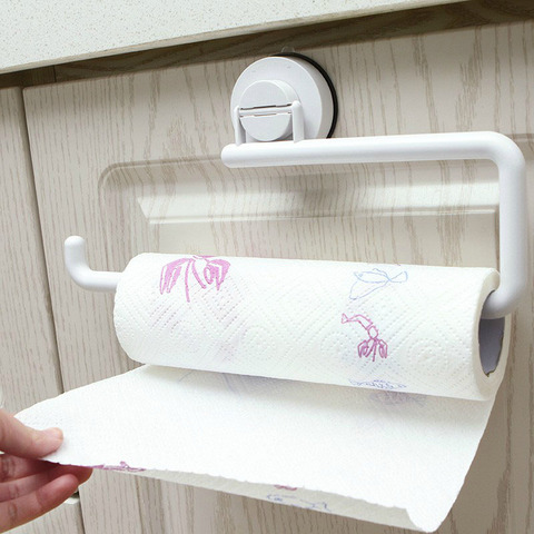 Kitchen Accessories Storage Holder Vacuum Paper Paper Rack Towel Adhesive Hanging Bathroom Sucker Towel Roll Rack Wall Shelf ► Photo 1/6