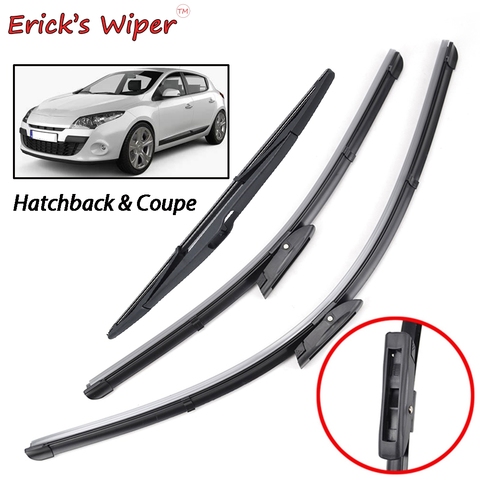 Erick's Wiper Front & Rear Wiper Blades Set For Renault Megane 3 Hatchback Coupe 2008 - Windshield Windscreen Window 24