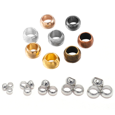 500pcs/lot Gold  Copper Ball Crimp End Beads Dia 2 2.5 3 mm Stopper Spacer Beads For Diy Jewelry Making Findings Supplies ► Photo 1/6