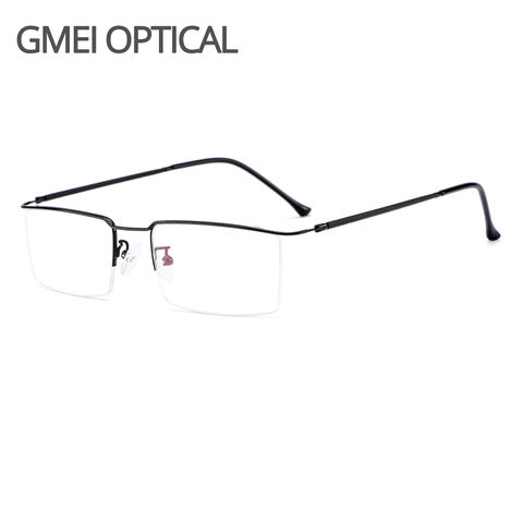 Gmei Optical Ultralight Business Men Titanium Alloy Glasses Frame Square Eyewear Flexible Temple Legs IP Electroplating Y2533 ► Photo 1/6