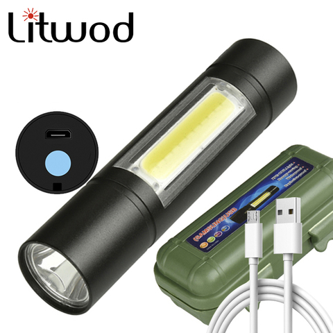 Built in battery XP-G Q5 Zoom Focus 2000 Lumens Mini led Flashlight Torch Lamp Adjustable Penlight Waterproof For Outdoor ► Photo 1/6